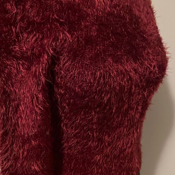 Active USA Women's Maroon Eyelash Knit Boat Neck Crop Sweater - Picture 5 of 7